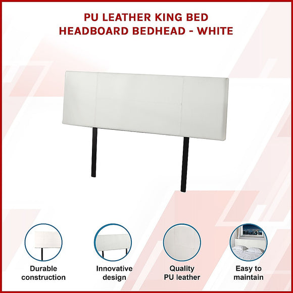 PU Leather King Bed Headboard Bedhead - White