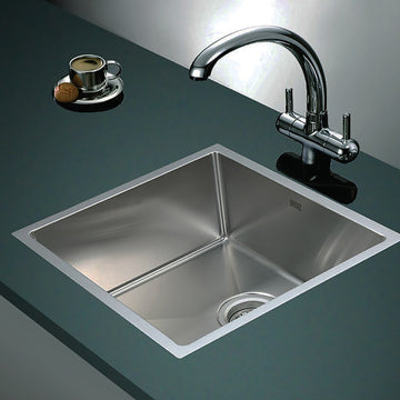 490x440mm Handmade Stainless Steel Undermount / Topmount Kitchen Laundry Sink with Waste - 0