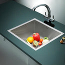 510x450mm Handmade Stainless Steel Undermount / Topmount Kitchen Laundry Sink with Waste-5