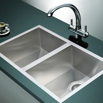 770x450mm Handmade Stainless Steel Undermount / Topmount  Kitchen Sink with Waste - 0