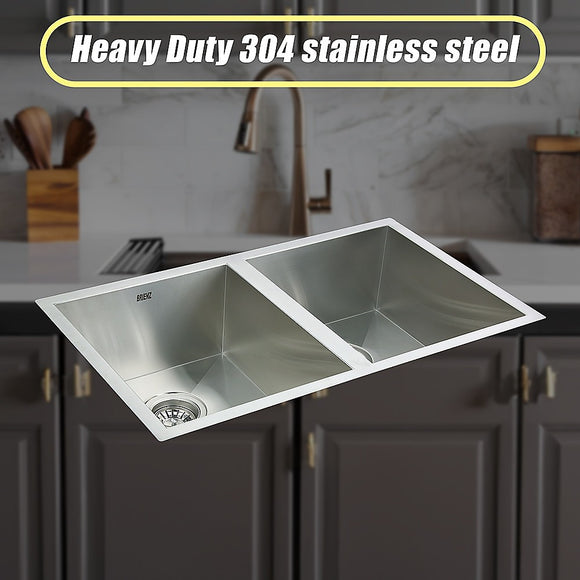 770x450mm Handmade Stainless Steel Undermount / Topmount  Kitchen Sink with Waste