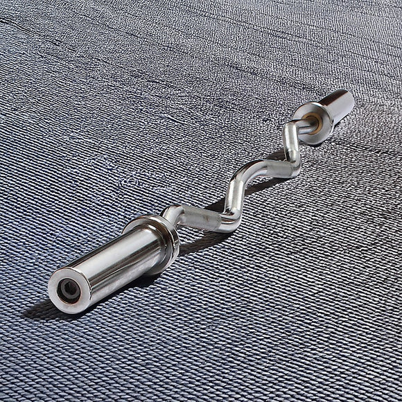 120cm Chrome Olympic EZ Curl Bar – Weightlifting Barbell for Home Gym Training