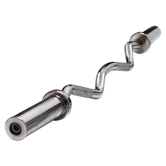 120cm Chrome Olympic EZ Curl Bar – Weightlifting Barbell for Home Gym Training