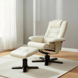 PU Leather Massage Chair Recliner Ottoman Lounge Remote - 0