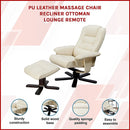 PU Leather Massage Chair Recliner Ottoman Lounge Remote-3