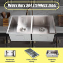 820x457mm Handmade Stainless Steel Undermount / Topmount Kitchen Laundry Sink with Waste-6