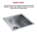 440x440mm Handmade Stainless Steel Undermount / Topmount Kitchen Laundry Sink with Waste-10