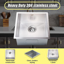 440x440mm Handmade Stainless Steel Undermount / Topmount Kitchen Laundry Sink with Waste-4