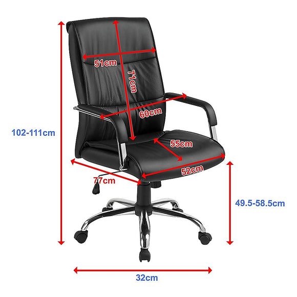 PU Leather Office Chair – Ergonomic Executive Swivel Desk Chair with Padded Seat in Black