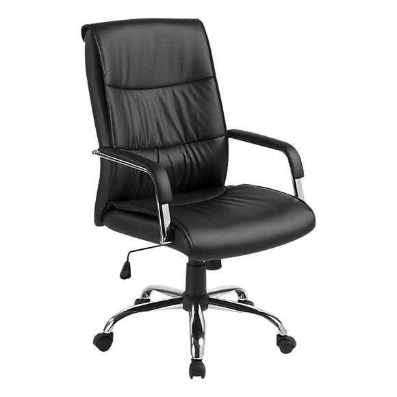 PU Leather Office Chair – Ergonomic Executive Swivel Desk Chair with Padded Seat in Black