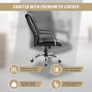 PU Leather Office Chair – Ergonomic Executive Swivel Desk Chair with Padded Seat in Black-7