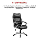 PU Leather Executive Office Chair – Ergonomic Swivel Computer Desk Chair in Black-7
