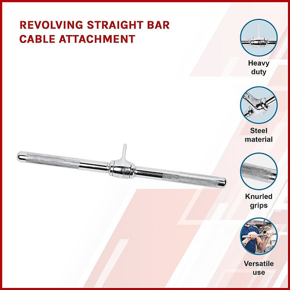 Revolving Straight Bar – Gym Cable Attachment for Tricep, Bicep & Pulley Workouts