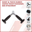 Randy & Travis Rubber-Coated Tricep Pushdown Bar Attachment-3