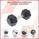 10KG Commercial Rubber Hex Dumbbell Gym Weight-3