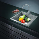 530x505mm Handmade Stainless Steel Topmount Kitchen Laundry Sink with Waste-5