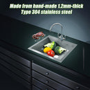 530x505mm Handmade Stainless Steel Topmount Kitchen Laundry Sink with Waste-8
