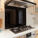 Toughened 90cm x 70cm Black Glass Kitchen Splashback-2