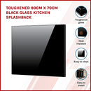 Toughened 90cm x 70cm Black Glass Kitchen Splashback-3