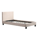 Single Linen Fabric Bed Frame Beige-1