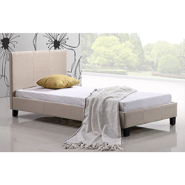 Single Linen Fabric Bed Frame Beige - 0