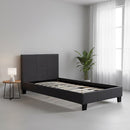 Single Linen Fabric Bed Frame Grey-2