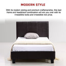 Single PU Leather Bed Frame Brown-9