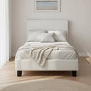 Single PU Leather Bed Frame White-5