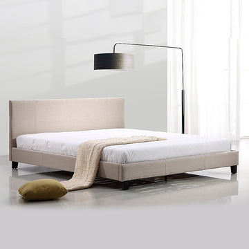 King Linen Fabric Bed Frame Beige - 0
