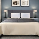 Linen Fabric King Bed Headboard Bedhead - Grey-2