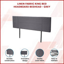 Linen Fabric King Bed Headboard Bedhead - Grey-3