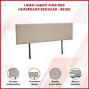 Linen Fabric King Bed Headboard Bedhead - Beige-3