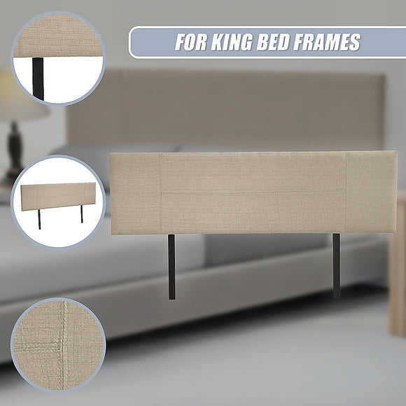 Linen Fabric King Bed Headboard Bedhead - Beige
