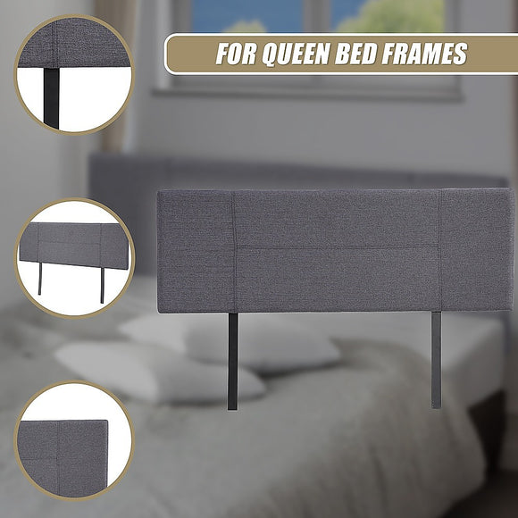 Linen Fabric Queen Bed Headboard Bedhead - Grey