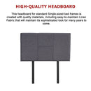 Linen Fabric Single Bed Headboard Bedhead - Grey-11