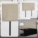 Linen Fabric Single Bed Headboard Bedhead - Beige-7
