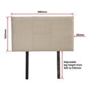 Linen Fabric Single Bed Headboard Bedhead - Beige-12