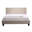 Queen Linen Fabric Bed Frame Beige-6