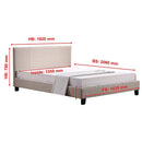 Queen Linen Fabric Bed Frame Beige-10