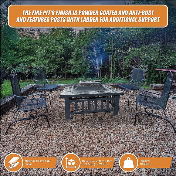 18" Square Metal Fire Pit Outdoor Heater