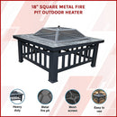 18" Square Metal Fire Pit Outdoor Heater-3