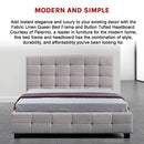 Linen Fabric Queen Deluxe Bed Frame Beige-8