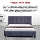 Linen Fabric Queen Deluxe Bed Frame Grey-6