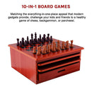 10 in 1 Wooden Chess Board Games Slide Out Checkers House Unit Set-9