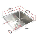 430x455mm Handmade 1.5mm Stainless Steel Undermount / Topmount Kitchen Sink with Square Waste-9
