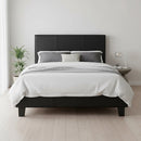 King Single PU Leather Bed Frame Black-3