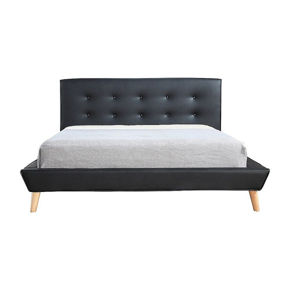 Queen PU Leather Deluxe Bed Frame Black