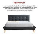 Queen PU Leather Deluxe Bed Frame Black-9