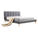 Double Linen Fabric Deluxe Bed Frame Grey-1