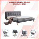King Linen Fabric Deluxe Bed Frame Grey-3